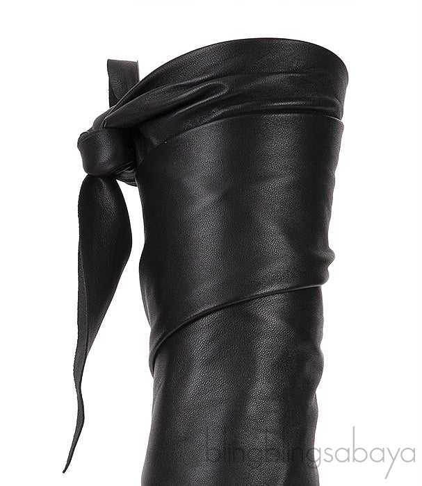 Black Dior Wrap Around Leather Boots