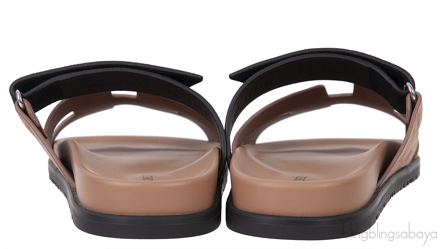 Chypre Rose Perle and Black Suede Sandals