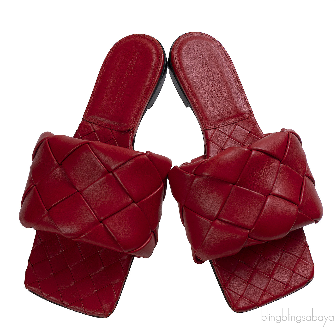 Bottega Veneta Intrecciato Lido Flat Sandals Red