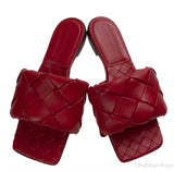 Bottega Veneta Intrecciato Lido Flat Sandals Red