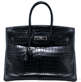 Birkin 35 Black Matte Crocodile PHW