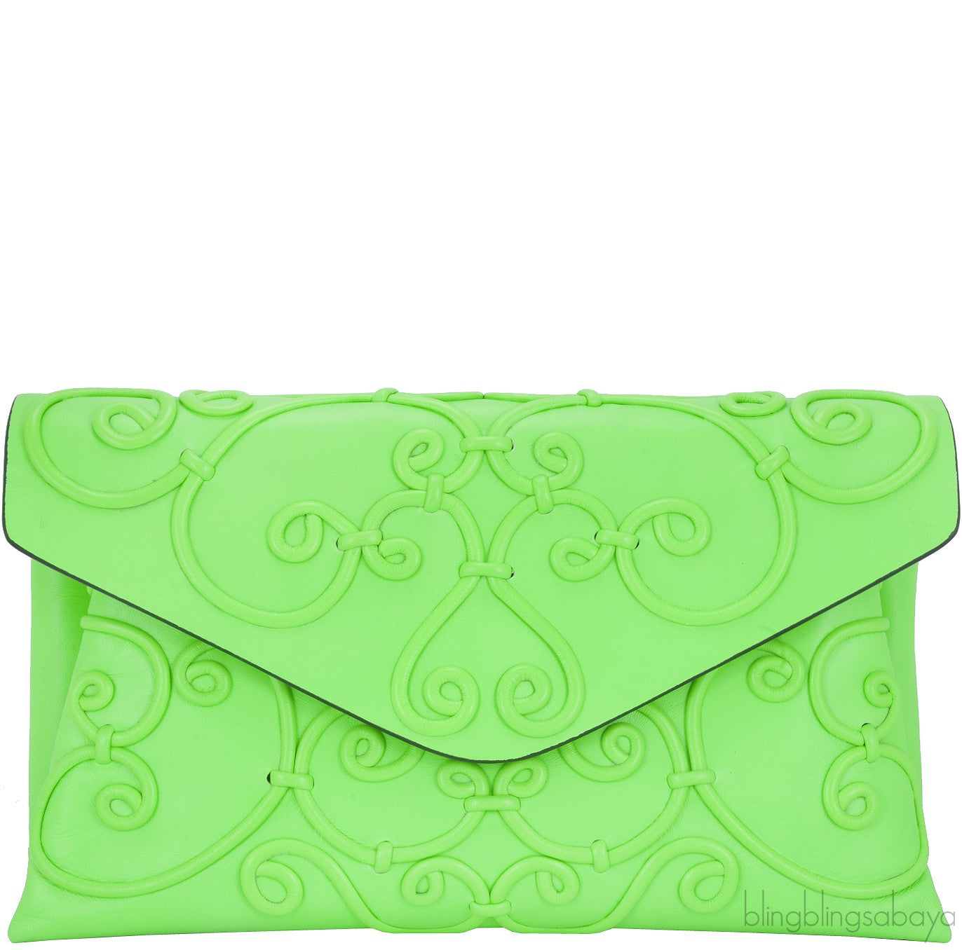 Intrigate Envelope Clutch Neon Green