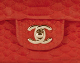 Classic Coral Python Mini Flap Bag