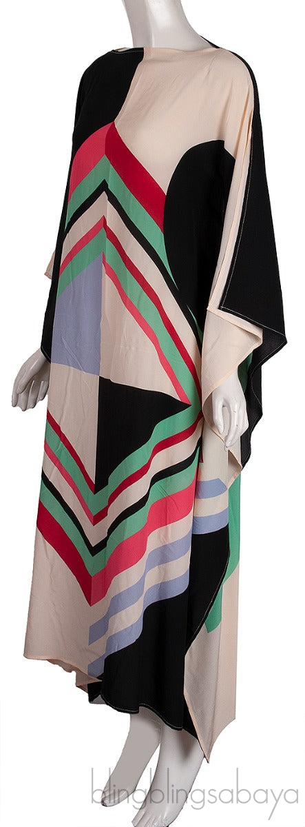 Multicolored Scarf Silk Dress