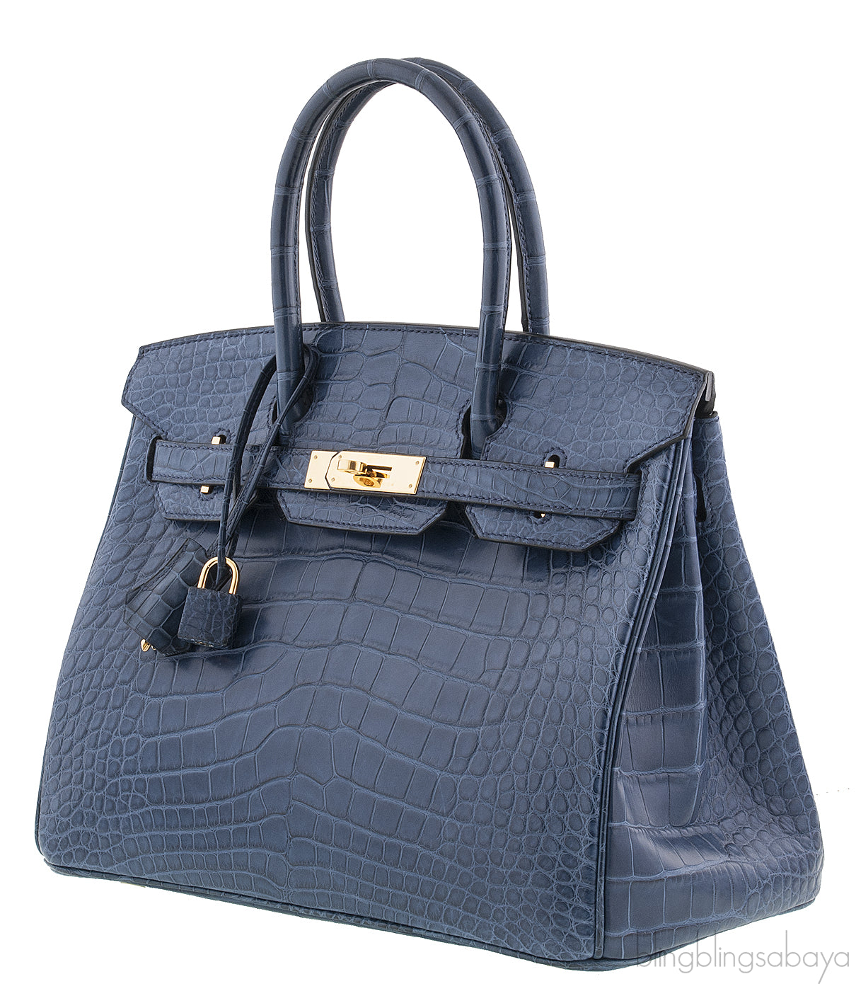 Birkin 30 Bleu de Prusse Croc