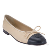 CC Cap Toe Beige Ballerina Flats