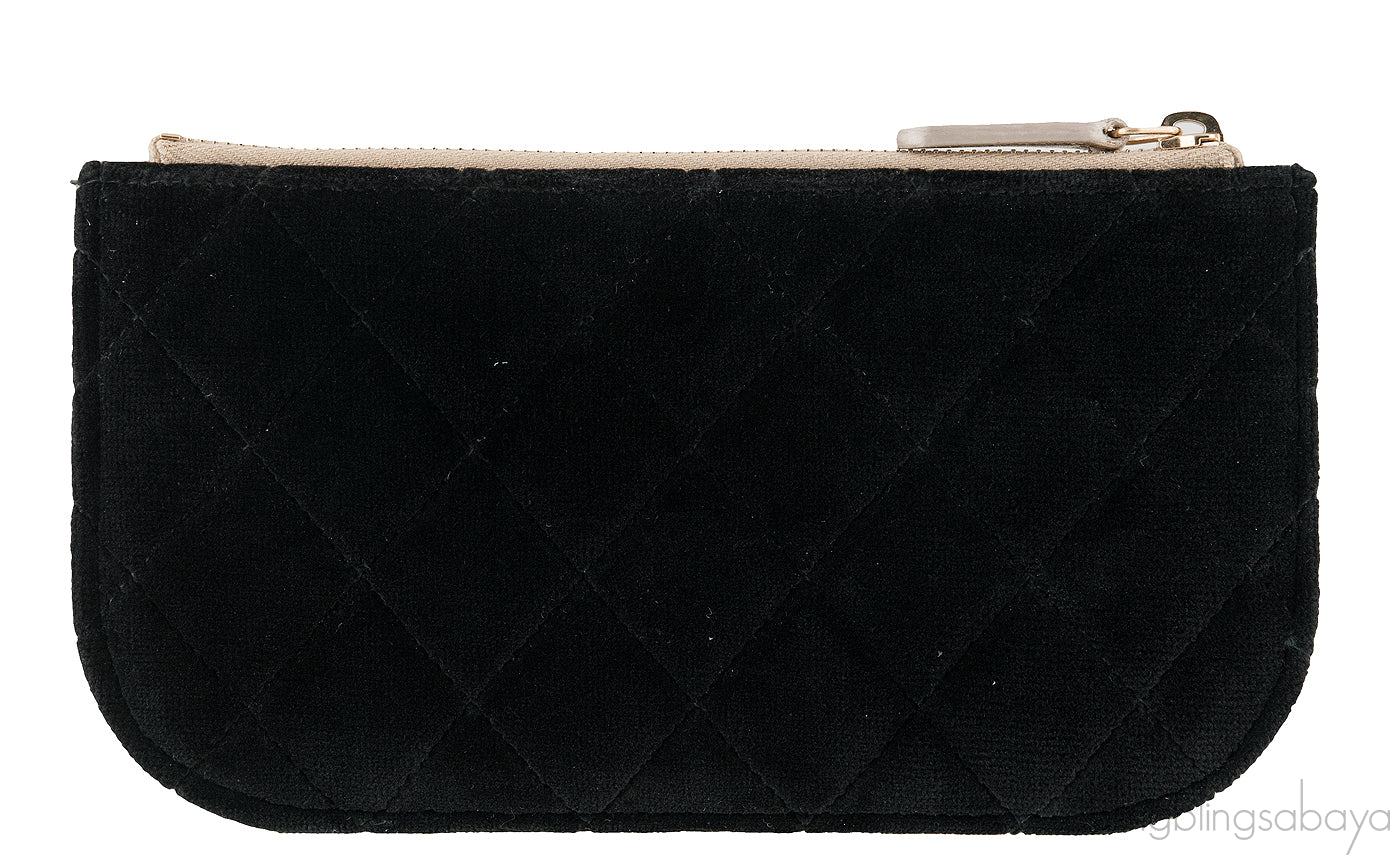 Black Quilted Velvet Pouch