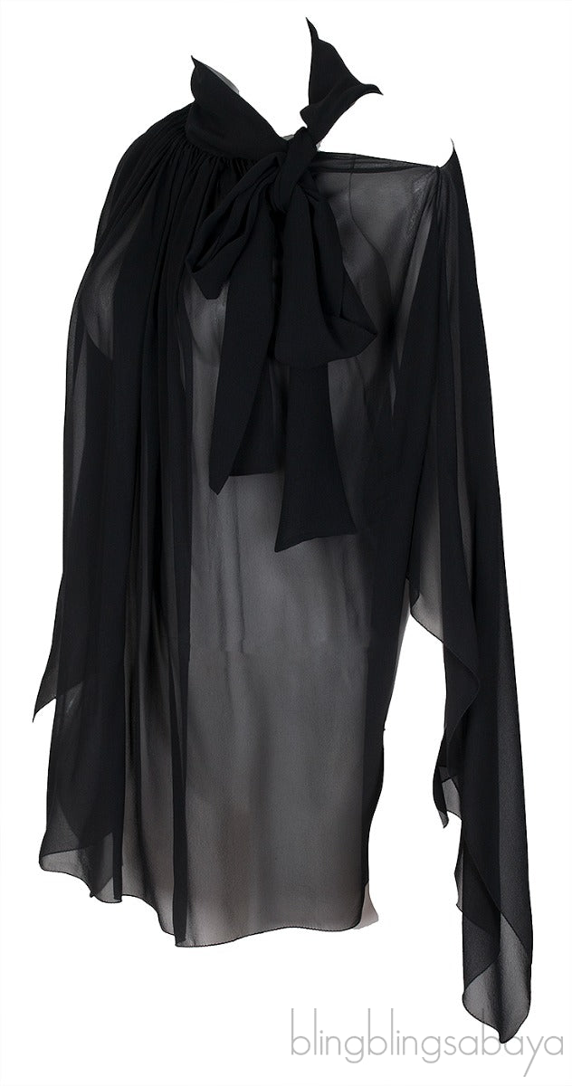 Black Silk Chiffon Shirt