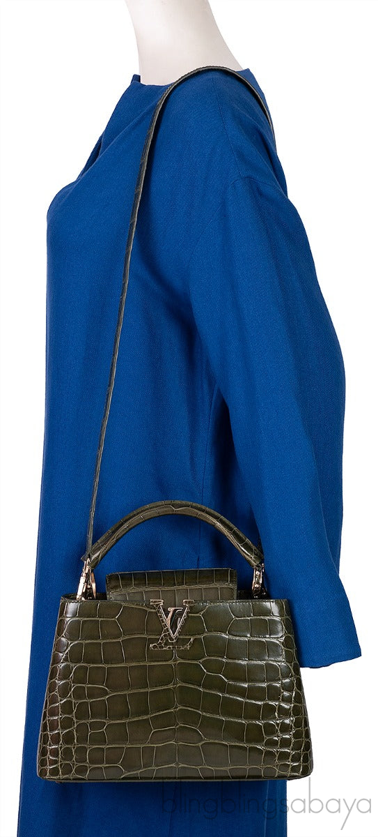 Capucines BB Crocodile Kaki Bag