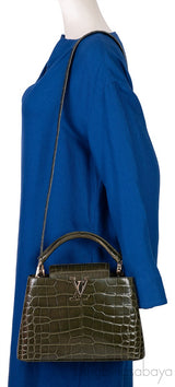 Capucines BB Crocodile Kaki Bag