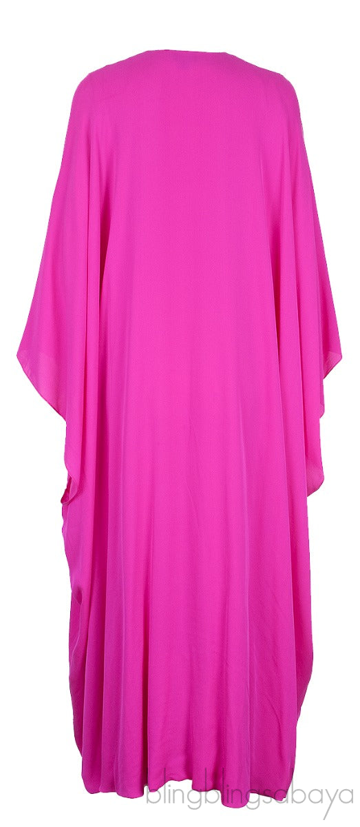 Fuchsia Pink Silk Kaftan Dress