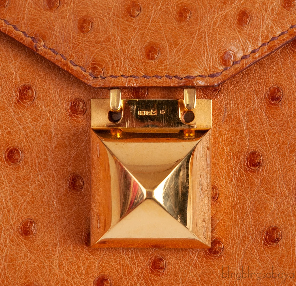 Hermes Vintage Medor Gold Ostrich Clutch