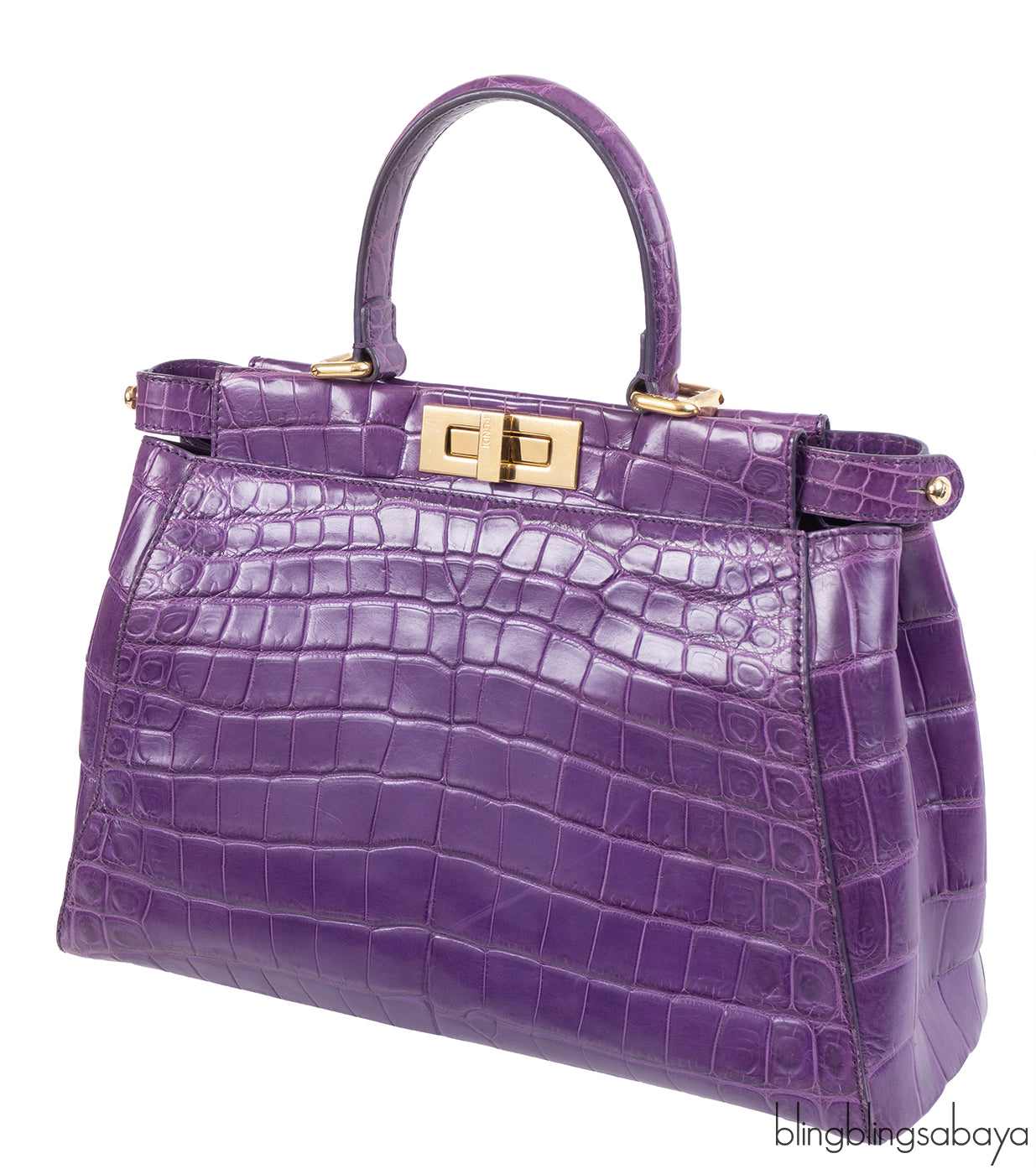 Fendi Purple Crocodile Medium Peekaboo GHW