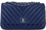 Blue Chevron Quilted Medium Flap Bag