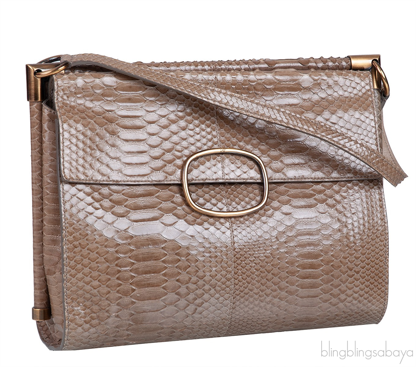 Roger Vivier Greyish Brown Python Shoulder Bag
