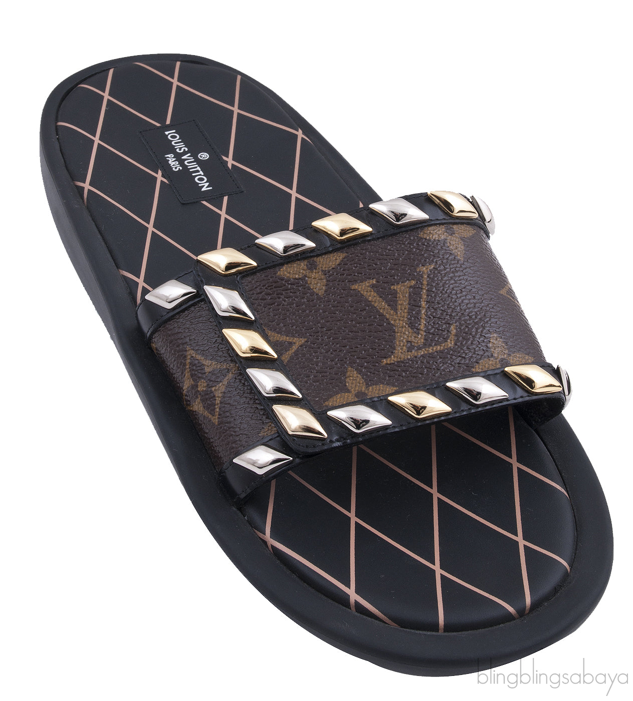 Brown Monogram Slide Sandals