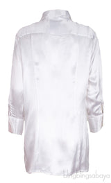 Pearl White Silk Satin Shirt
