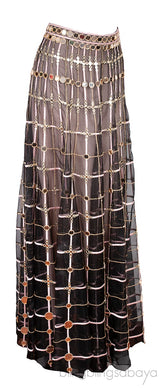 Mirror & Crystal  Embellished Black Maxi Skirt