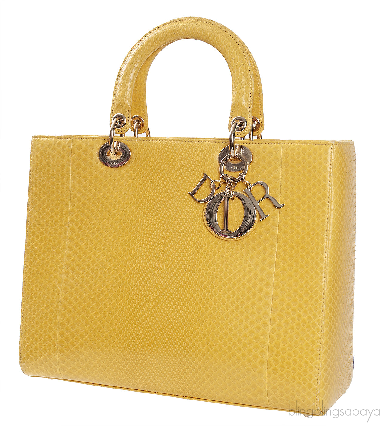 Lady Dior Large Yellow Python PHW