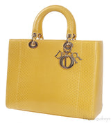 Lady Dior Large Yellow Python PHW