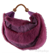Purple Fur Crystal Handbag