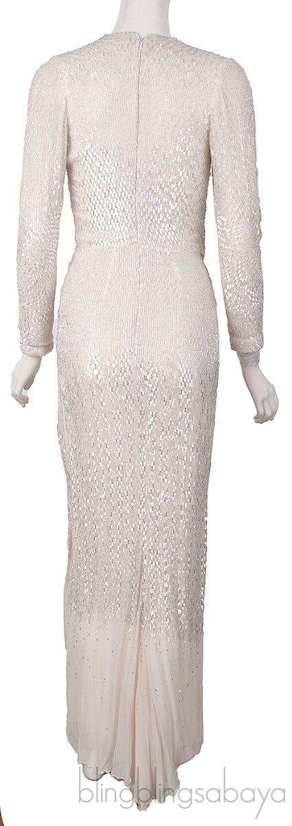 Sequin & Bead Embellished Long Sleeve Dress