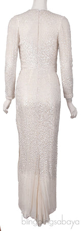 Sequin & Bead Embellished Long Sleeve Dress