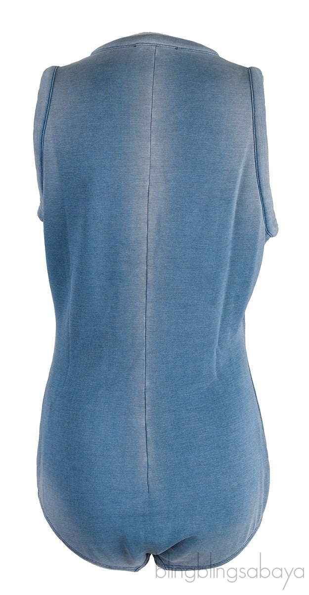 Blue Sleeveless Bodysuit