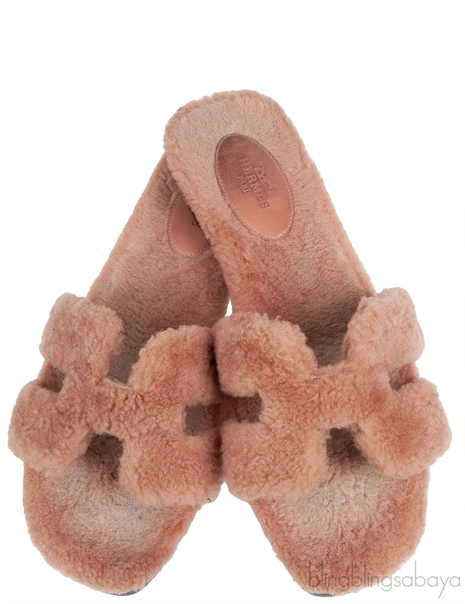 Hermes Oran Teddy Bear Brown Sandals