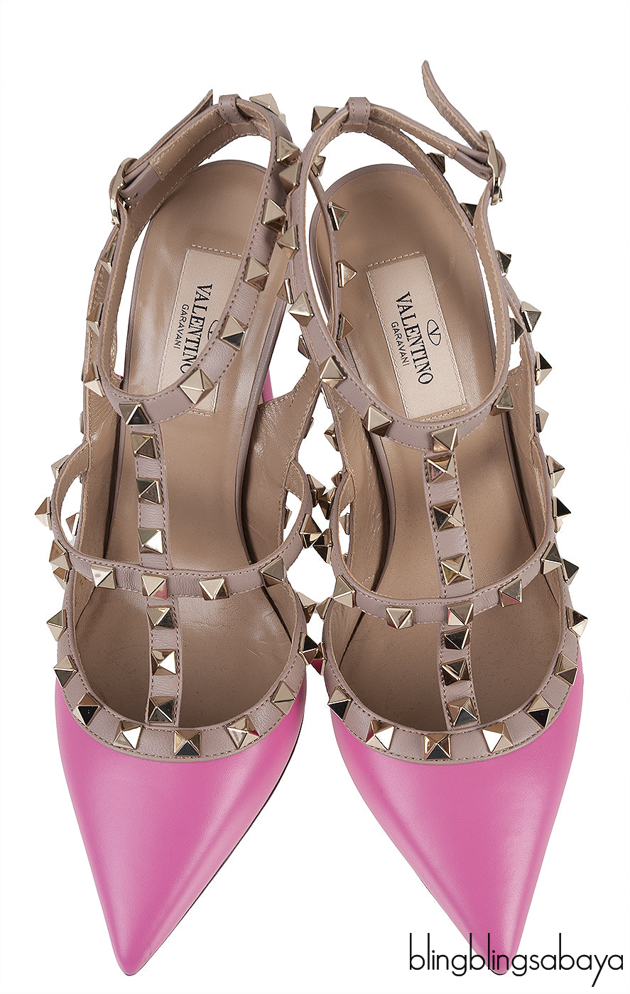 Pink Rockstud Pointed Toe Heels