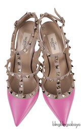 Pink Rockstud Pointed Toe Heels