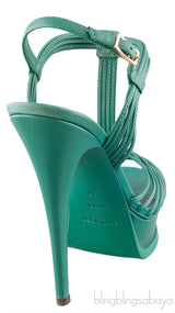 Yves Saint Laurent Green Strappy Slingback Sandals