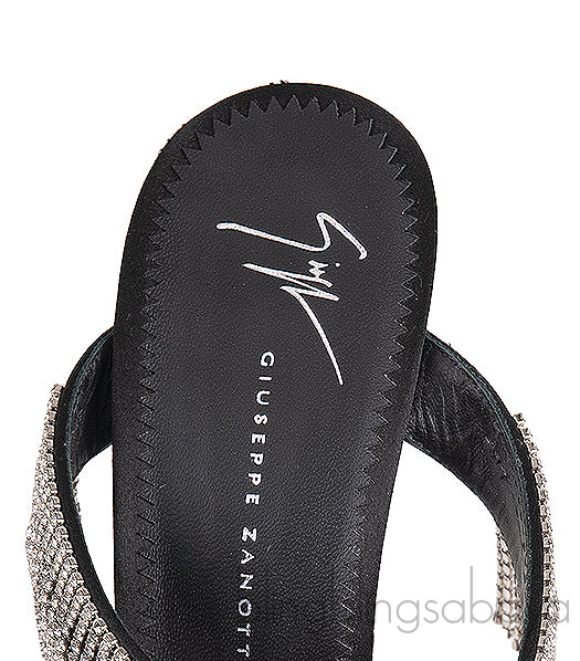 Giuseppe Zanotti Black Satin Crystal Prince Slide