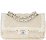 Beige Quilted Pearl Trim Double Flap*