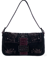 Black Beads Embroidered Baguette