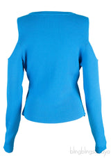 Blue Cold Shoulder Sweater