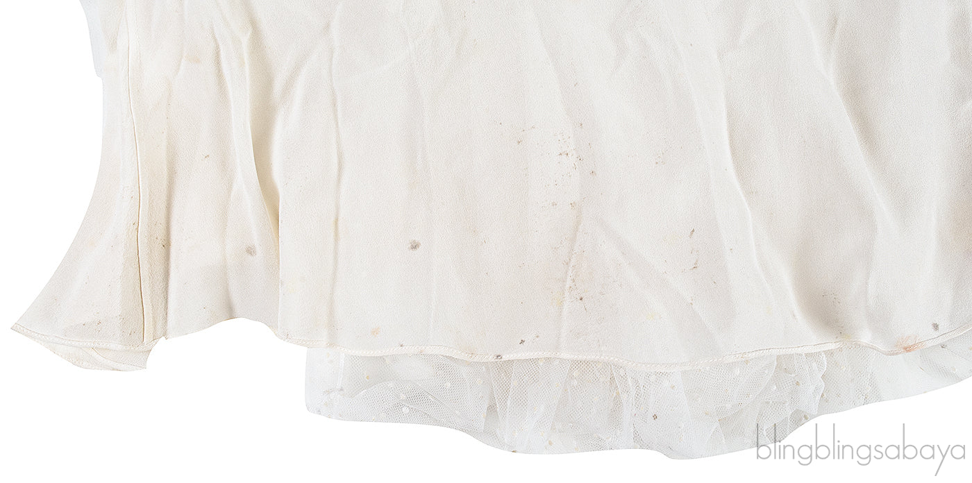 White Pleated Polka Tulle Skirt