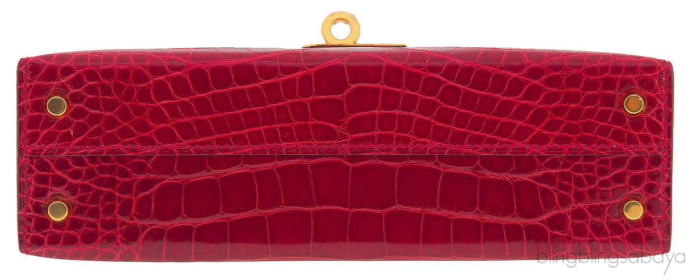 Kelly 20 Red Braise Crocodile GHW