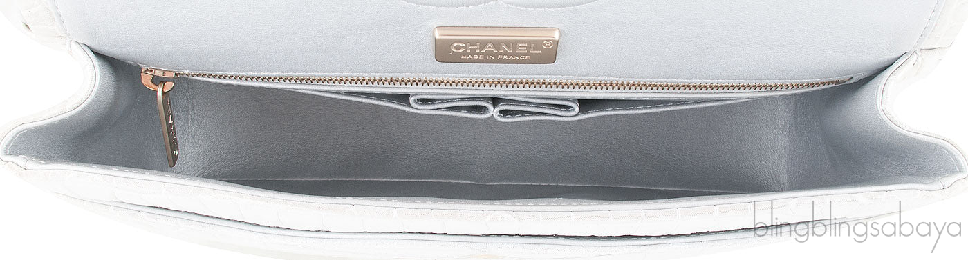 Silver Alligator Medium Flap Bag