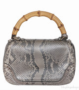 Gucci Silver Python Bamboo Handle Bag