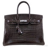 Birkin 35 Nicotine Shiny Croco