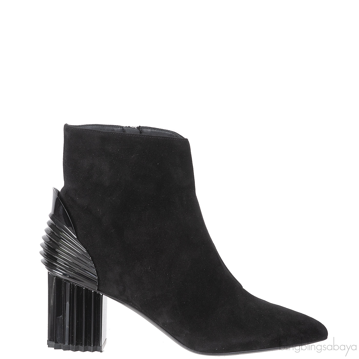 Balmain Black Pointed Toe Suede Ankle Boots