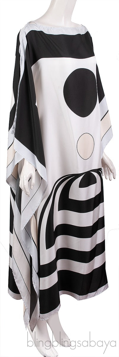 Multicolor Silk Kaftan Dress