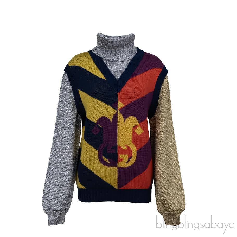 Gucci Multicolor Metallic Wool Sweater S