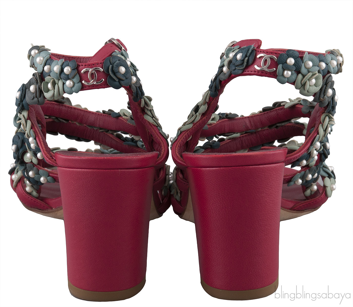 Chanel Camellia Strappy Pearl Red Sandals