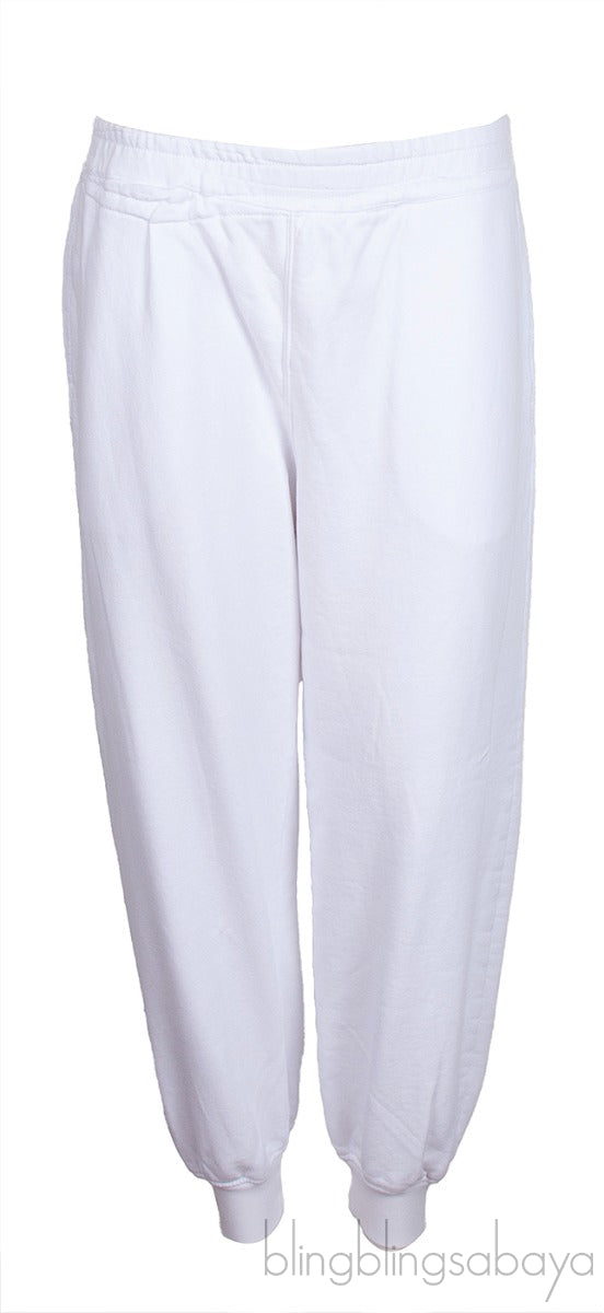 Blue Padded Shoulder Top & White Jogger