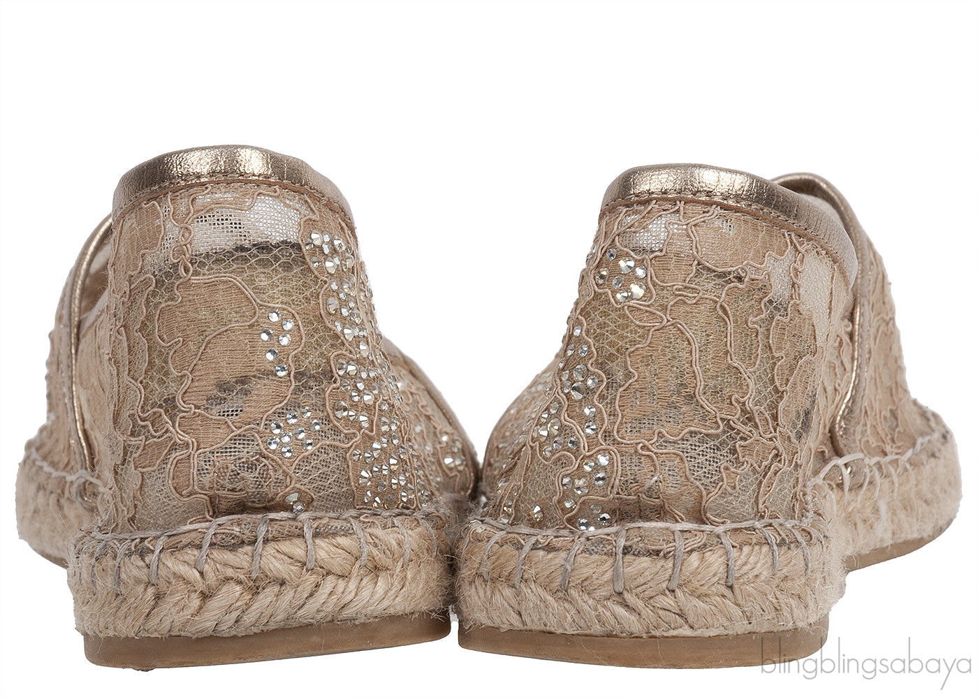 Lace Rhinestone Embellished Espadrille