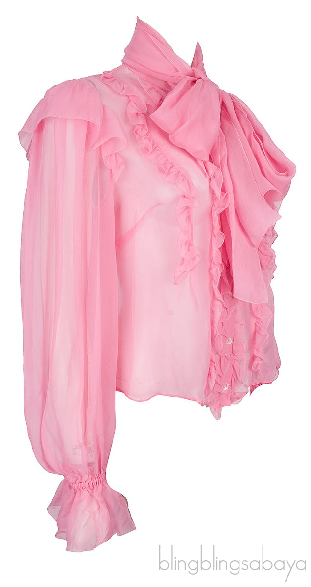Pink Sheer Long Sleeve Shirt
