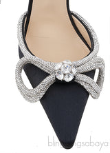 Black Double Crystal Bow Pumps