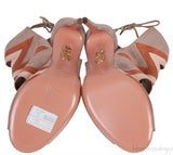Tri-color Suede Peep Toe Sandals
